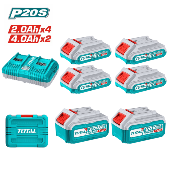 SET DE BATERIAS LI-ION 20V 4X2.0AH + 2X4.0AH  TOSLI230701 TOTAL