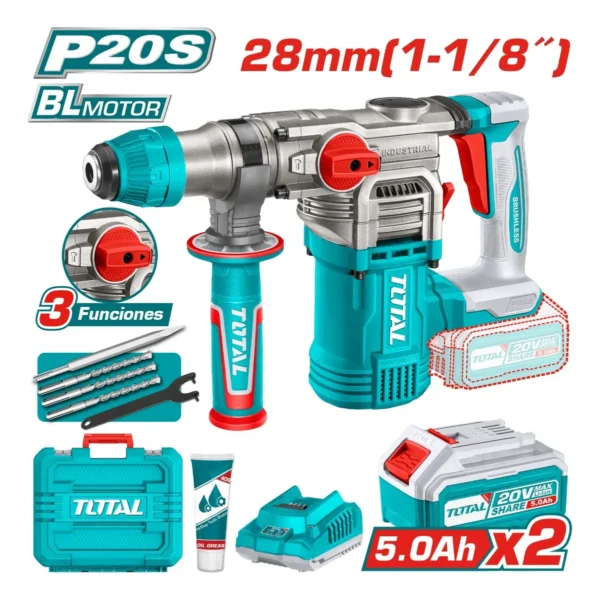 ROTOMARTILLO SDS+ 28MM 20V  2x5.0ah  TRHLI202885 TOTAL
